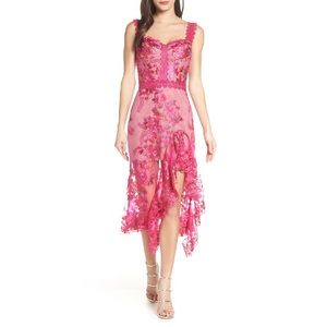 Bronx and Banco Eva Midi Dress Floral Pink Fuchsia
